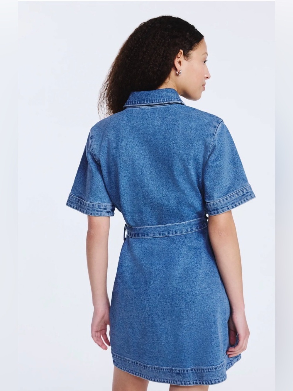 Free Assembly Women's Embroidered Denim Mini Shirtdress with Belt - Picture 3 of 4